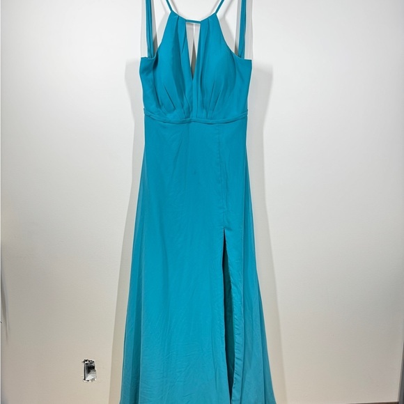 Azazie Blue Teal Wedding Guest Bridesmaid Long Formal Event Dress Missing Size - Picture 3 of 14